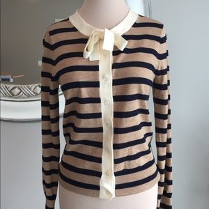 J. Crew Tie-neck Striped Cardigan